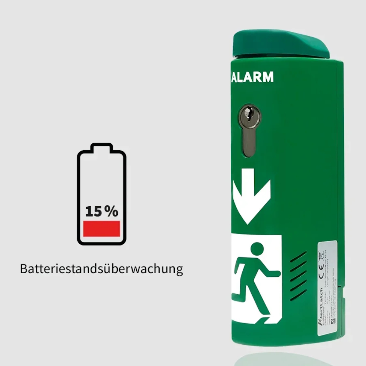 Einhand-Türwächter mit Voralarm - Gleichschließender Zylinder - AlertLatch TWU130