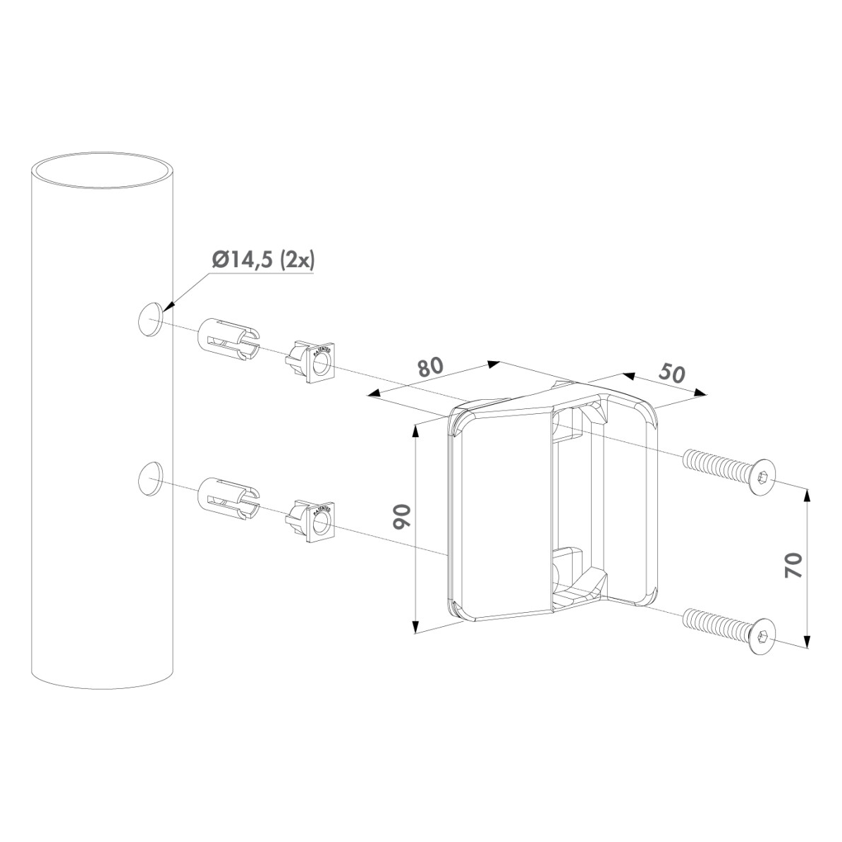Maßzeichnung Locinox STR60 QF mit Abmessungen