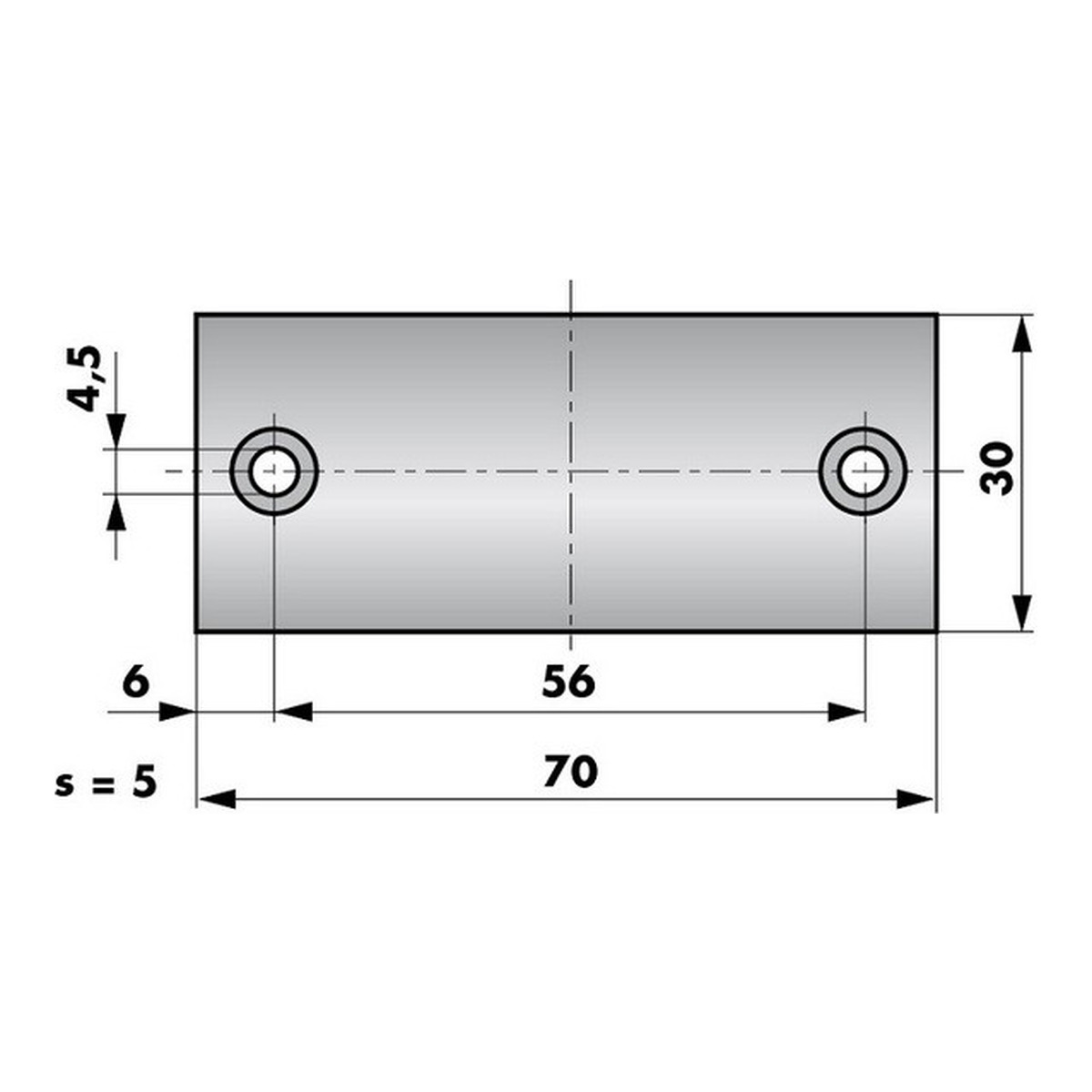 Dictator Ankerplatte AP FH 70 x 30 x 5 für Rechteck-Haftmagnet EM FH, Produktbild