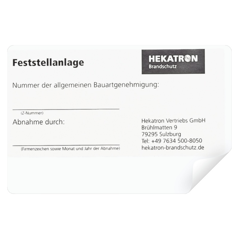Hekatron Abnahmeschild FSA für Feststellanlagen – Bild 3
