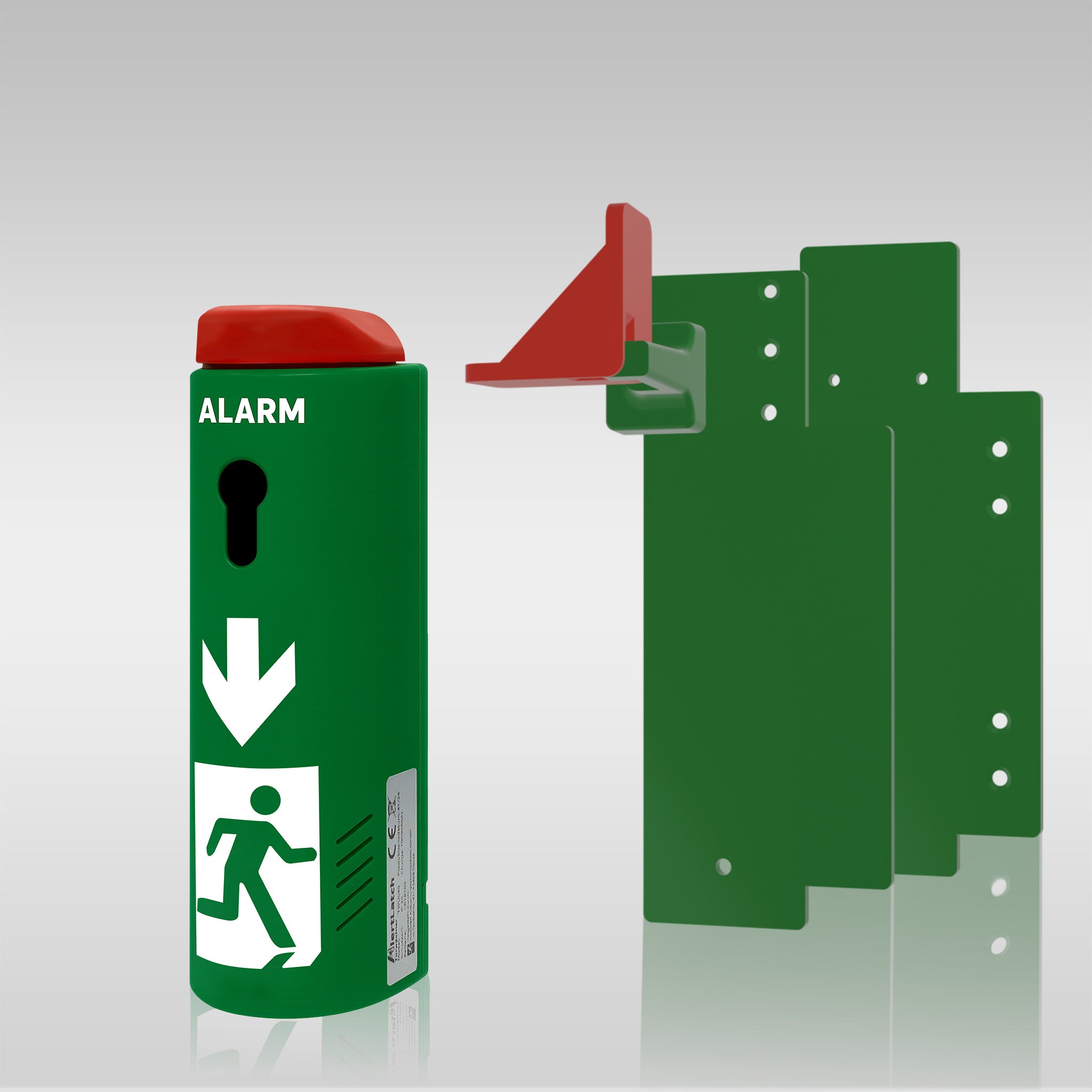 AlertLatch Fensterwächter mit Voralarm ohne Schließzylinder – Hauptansicht mit roter Meldehaube