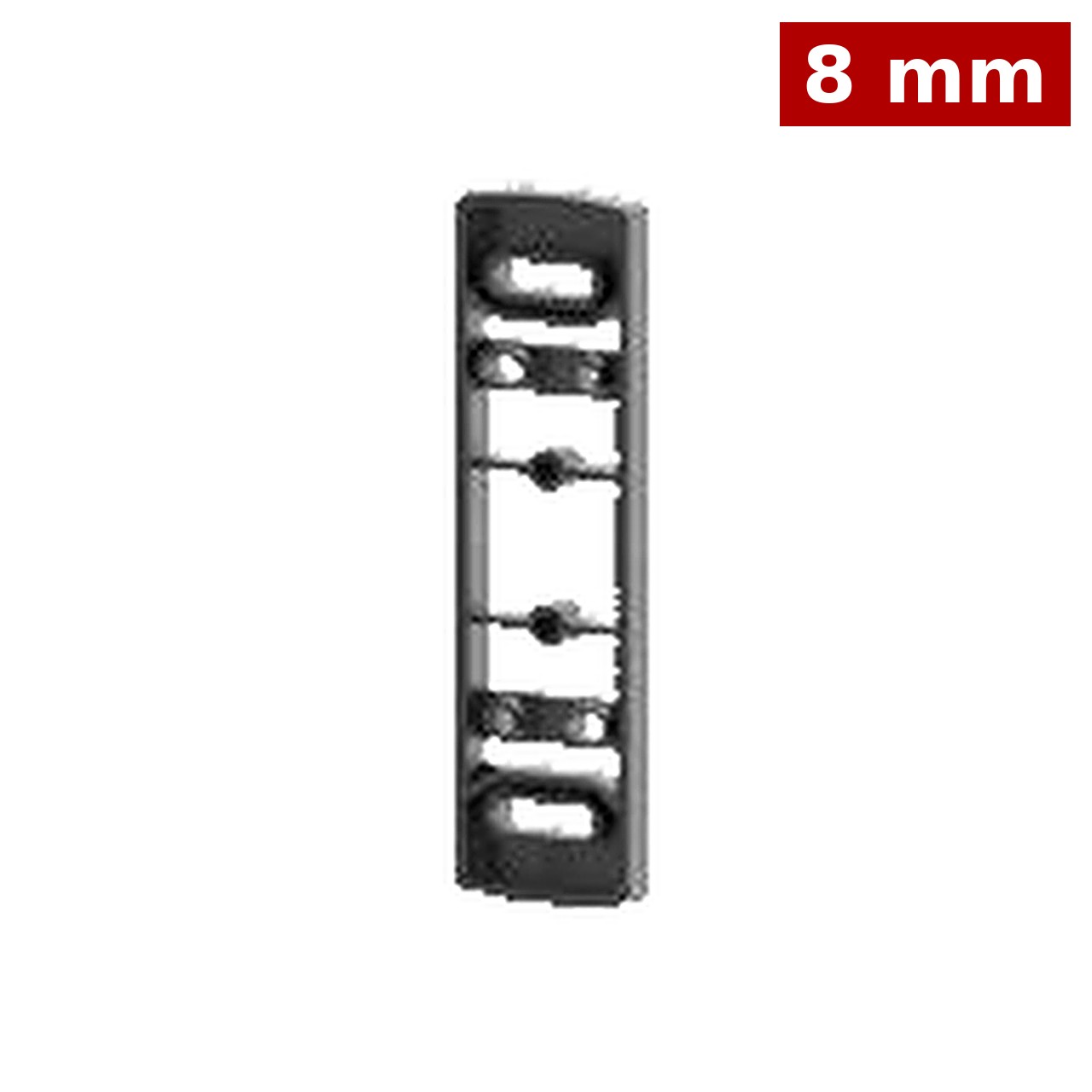 STUV VARIOFLEX2 Unterlegplatte 8 mm aus Kunststoff in Schwarz ähnlich RAL 9005, mit Langlöchern und Durchbrüchen für die Anschraubpunkte des Scharnierbocks