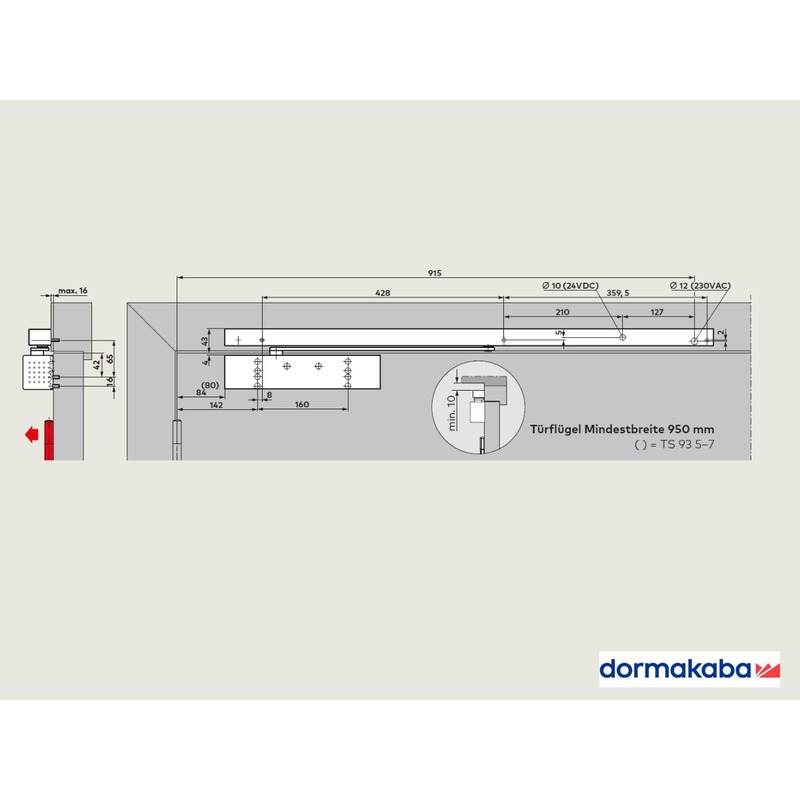 Dorma G-EMR Gleitschiene mit Feststellung 80°-140° – Bild 3