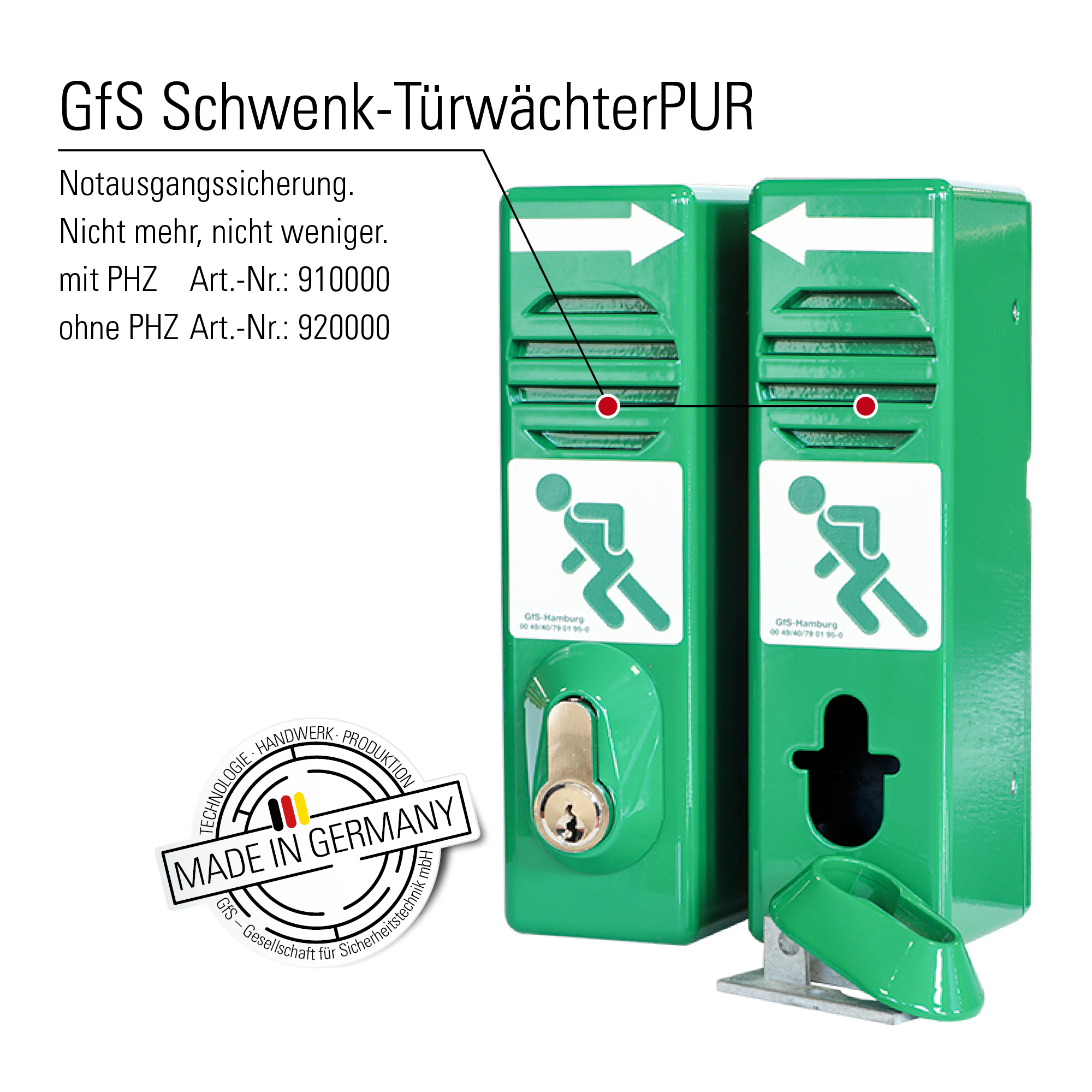 GfS Schwenk-Türwächter PUR 910000 – Hauptansicht in RAL 6029