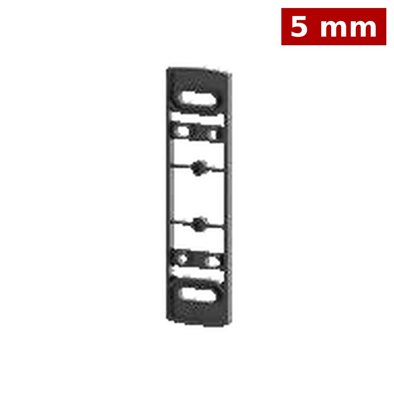 STUV VARIOFLEX2 Unterlegplatte 5 mm aus Kunststoff in Schwarz ähnlich RAL 9005, mit Langlöchern und Durchbrüchen für die Anschraubpunkte des Scharnierbocks