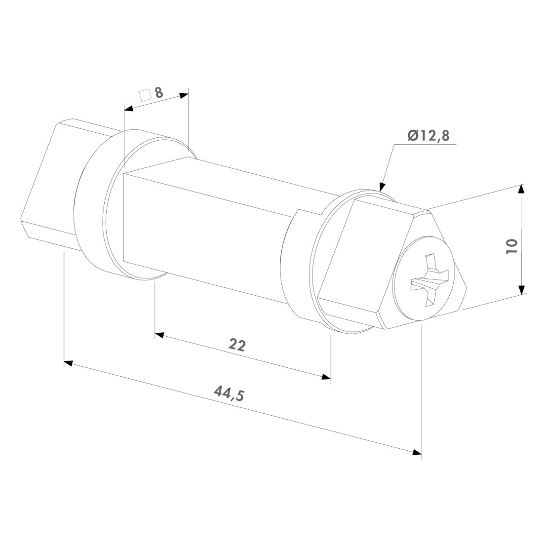 Maßzeichnung Locinox 3006T11 mit Abmessungen