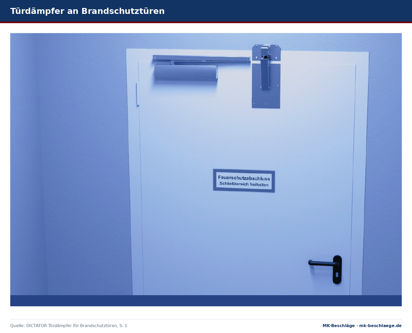 Brandschutztür mit Obentürschließer und Dictator Türdämpfer V 1600F Brandschutztür mit Obentürschließer und Dictator Türdämpfer V 1600F